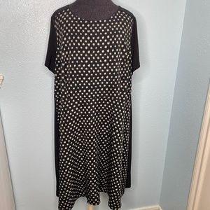 Avenue -  Black and Cream Polka Dot Dress